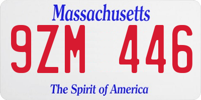 MA license plate 9ZM446