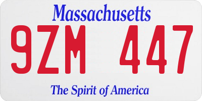 MA license plate 9ZM447