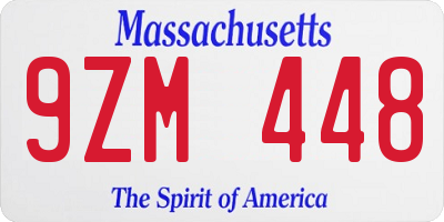 MA license plate 9ZM448