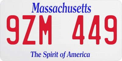 MA license plate 9ZM449