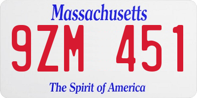 MA license plate 9ZM451