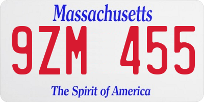 MA license plate 9ZM455