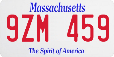 MA license plate 9ZM459