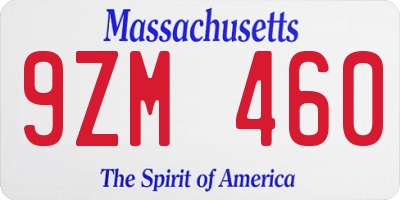 MA license plate 9ZM460