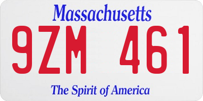 MA license plate 9ZM461