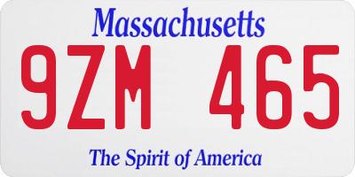 MA license plate 9ZM465