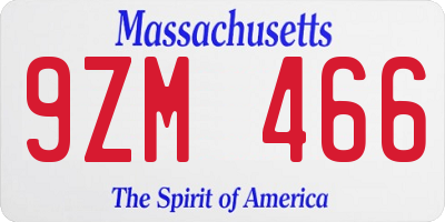 MA license plate 9ZM466