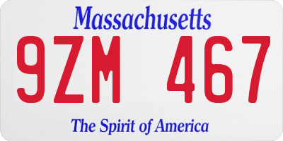 MA license plate 9ZM467