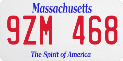 MA license plate 9ZM468