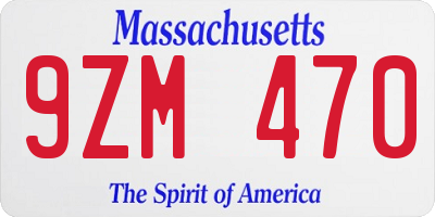 MA license plate 9ZM470