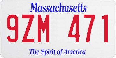 MA license plate 9ZM471