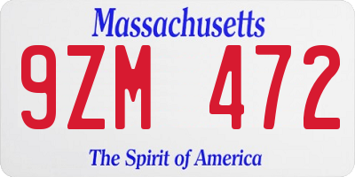 MA license plate 9ZM472