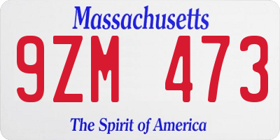 MA license plate 9ZM473