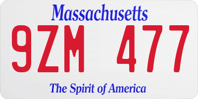 MA license plate 9ZM477