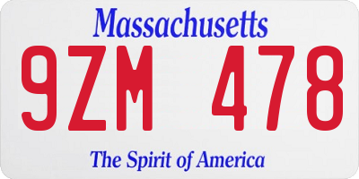 MA license plate 9ZM478