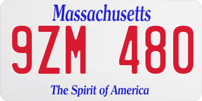 MA license plate 9ZM480