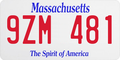 MA license plate 9ZM481