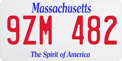 MA license plate 9ZM482