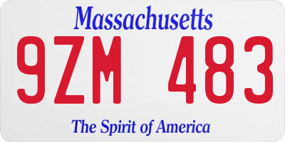 MA license plate 9ZM483