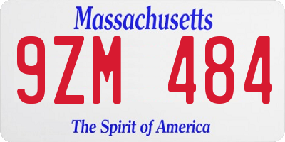 MA license plate 9ZM484