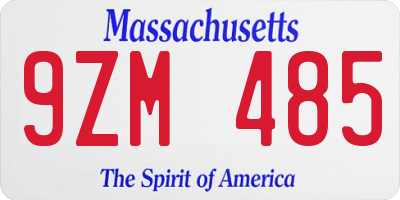 MA license plate 9ZM485