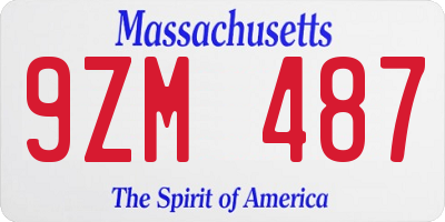 MA license plate 9ZM487