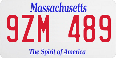 MA license plate 9ZM489