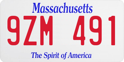 MA license plate 9ZM491