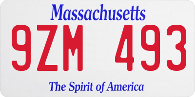 MA license plate 9ZM493