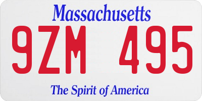 MA license plate 9ZM495