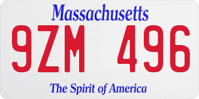 MA license plate 9ZM496