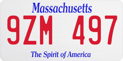 MA license plate 9ZM497