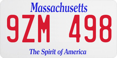 MA license plate 9ZM498