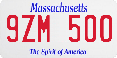 MA license plate 9ZM500