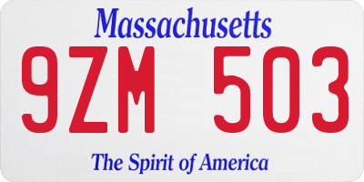 MA license plate 9ZM503