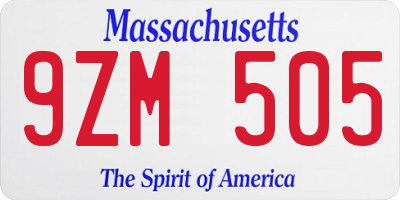 MA license plate 9ZM505