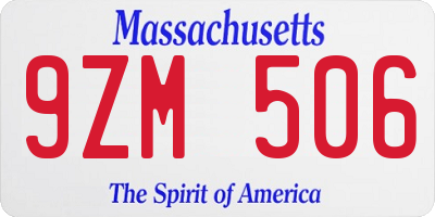 MA license plate 9ZM506