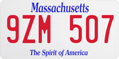 MA license plate 9ZM507