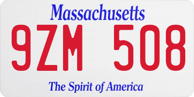 MA license plate 9ZM508