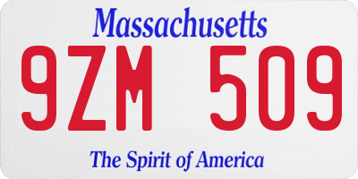 MA license plate 9ZM509