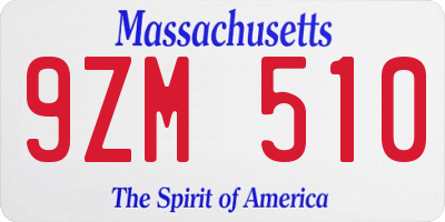 MA license plate 9ZM510