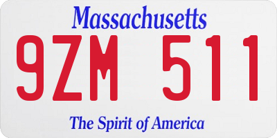 MA license plate 9ZM511