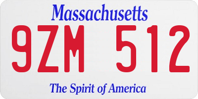 MA license plate 9ZM512