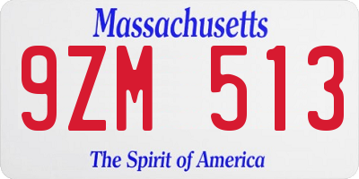 MA license plate 9ZM513