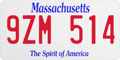 MA license plate 9ZM514