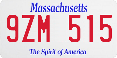 MA license plate 9ZM515