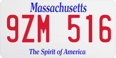 MA license plate 9ZM516