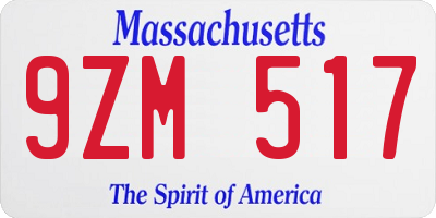 MA license plate 9ZM517