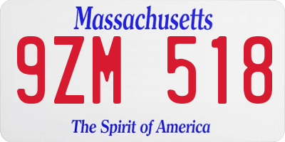 MA license plate 9ZM518