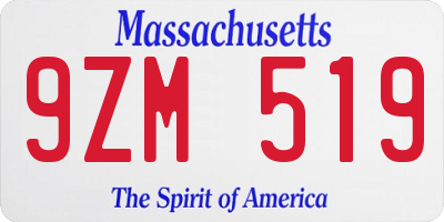 MA license plate 9ZM519